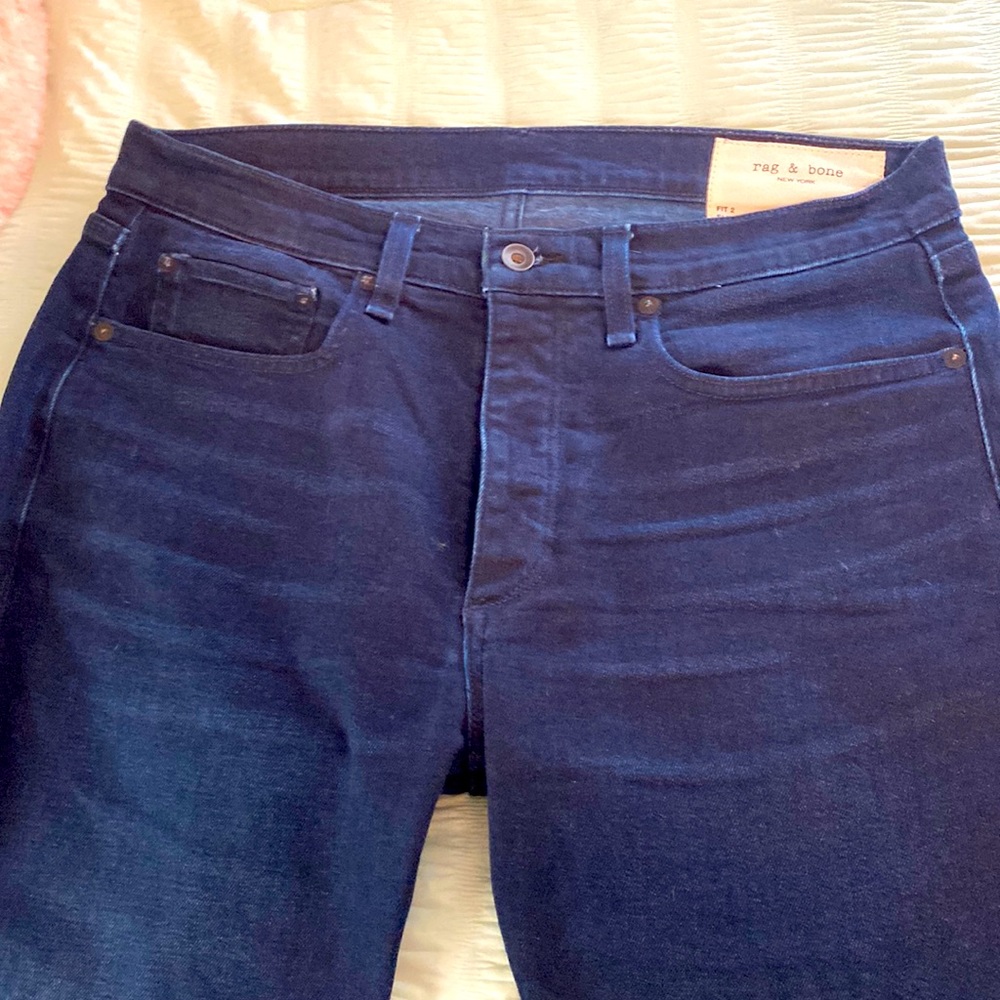 Rag & bone men’s dark blue jeans.